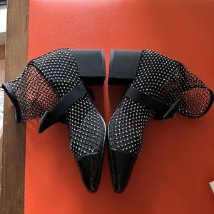 Rhinestone mesh booties